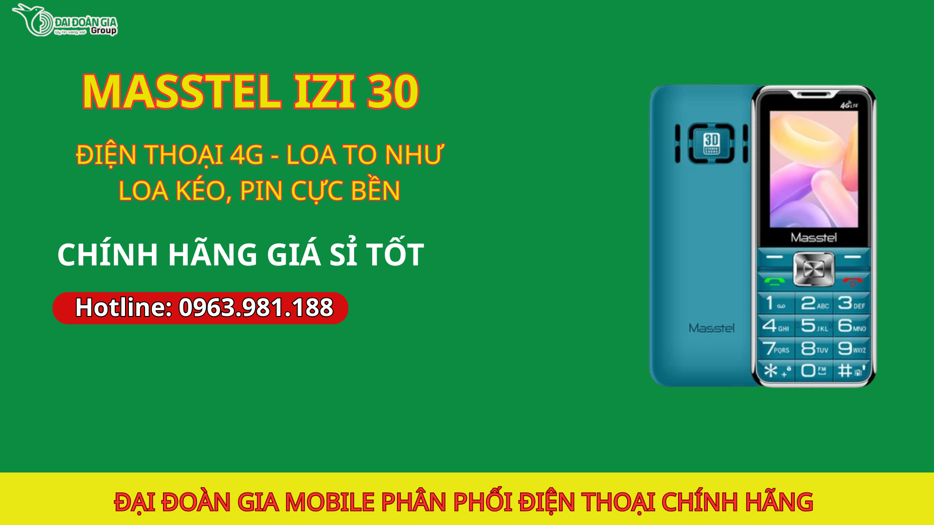 Masstel izi 30: Điện thoại 4G loa to như loa kéo, pin cực bền