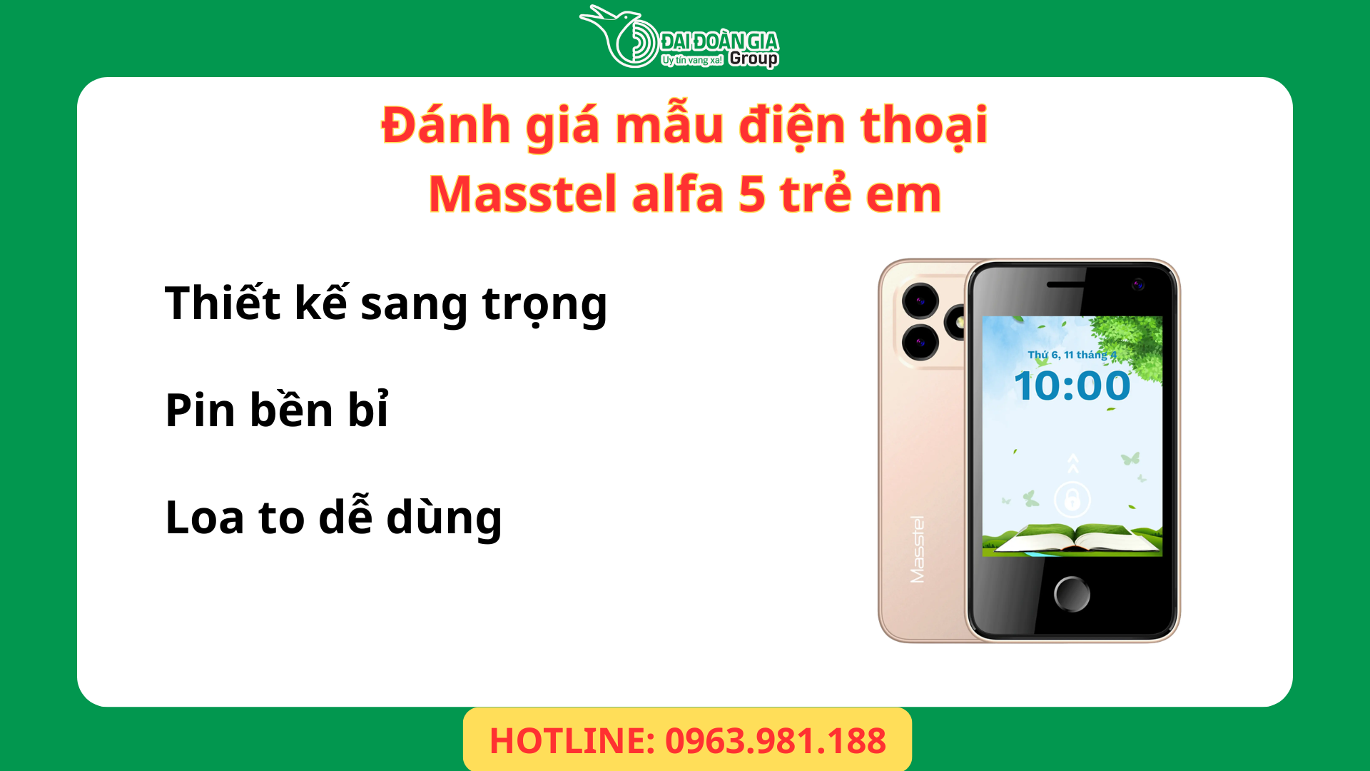 Đánh giá mẫu điện thoại trẻ em Masstel alfa 5