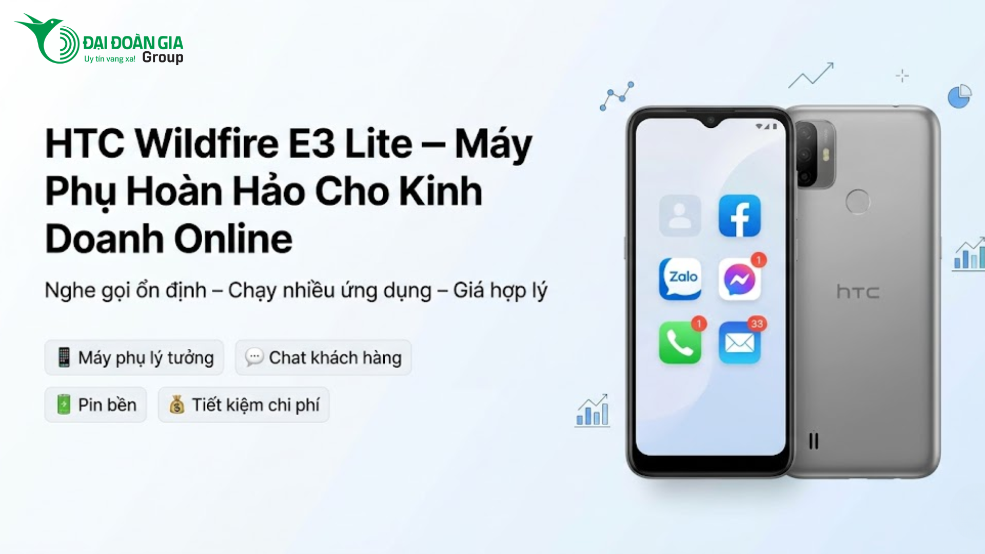 HTC Wildfire E3 Lite: Máy phụ hoàn hảo cho dân kinh doanh online