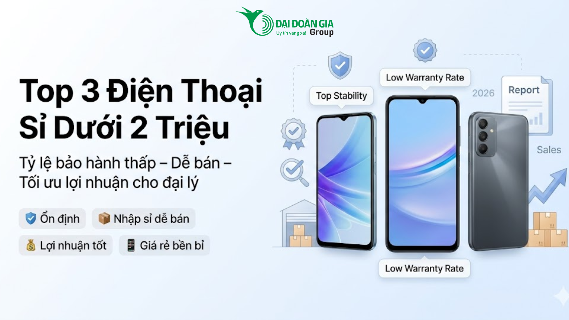 Top 3 dòng điện thoại sỉ dưới 2 triệu có tỷ lệ bảo hành thấp nhất 2026