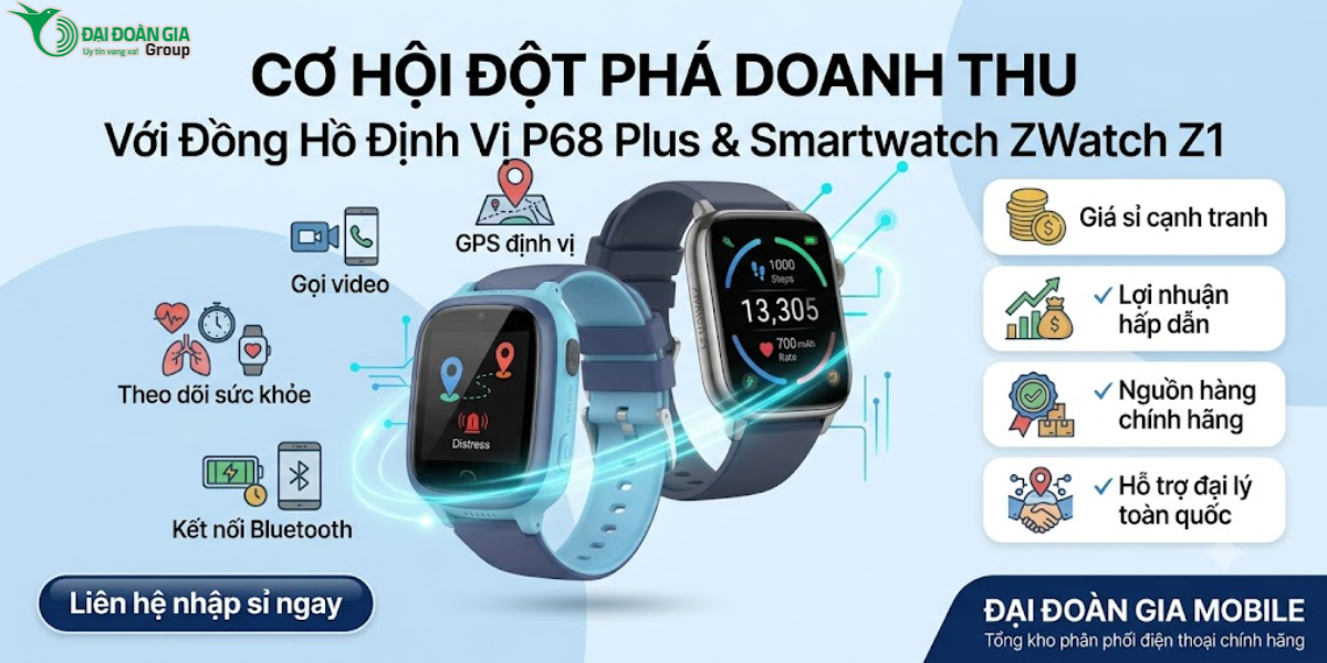 Cơ hội đột phá doanh thu với đồng hồ định vị P68 Plus và smartwatch ZWatch Z1
