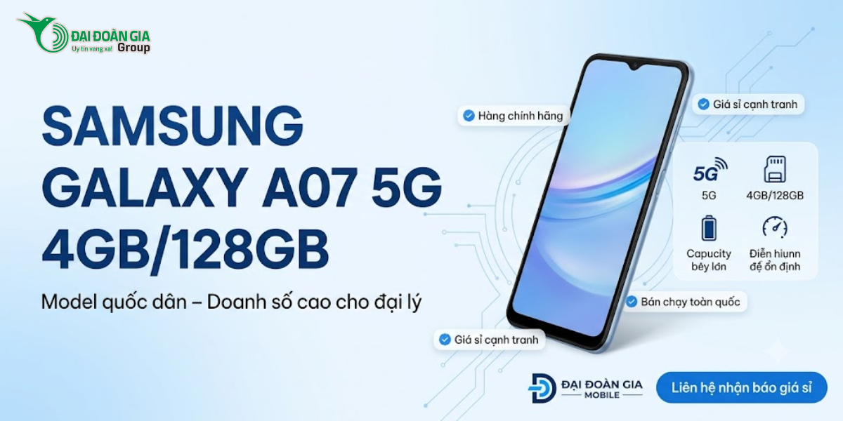 Samsung A07 5G 4/128GB: Model quốc dân doanh số cao