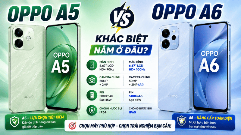 OPPO A5 và OPPO A6: Khác biệt nằm ở đâu?