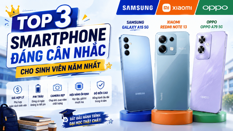 Top 3 smartphone đáng cân nhắc cho sinh viên năm nhất