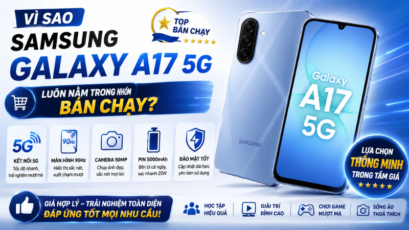Vì sao Samsung Galaxy A17 5G luôn nằm trong nhóm bán chạy?