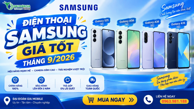 Điện thoại Samsung giá tốt tháng 9/2026
