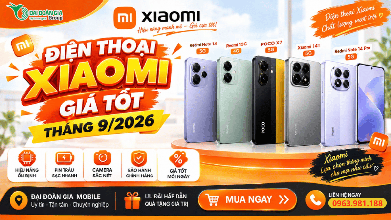 Điện thoại Xiaomi giá tốt tháng 9/2026