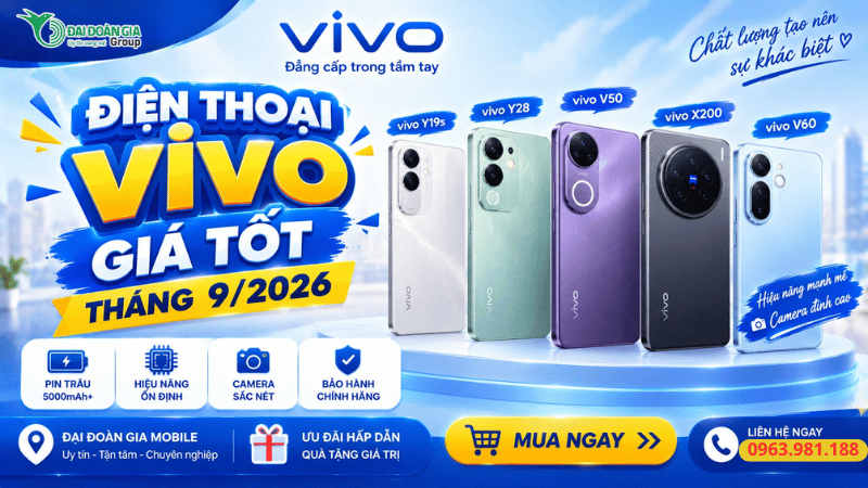 Điện thoại Vivo giá tốt tháng 9/2026
