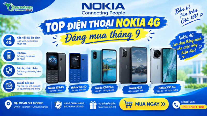 Top điện thoại Nokia 4G đáng mua tháng 9