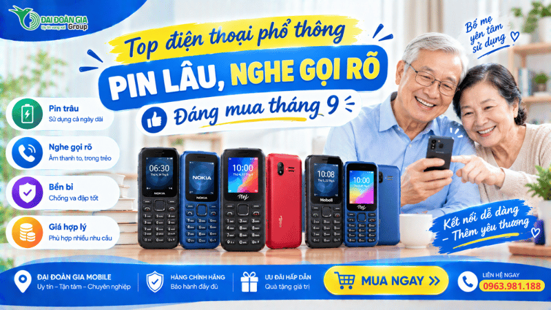 Top điện thoại phổ thông pin lâu, nghe gọi rõ đáng mua tháng 9